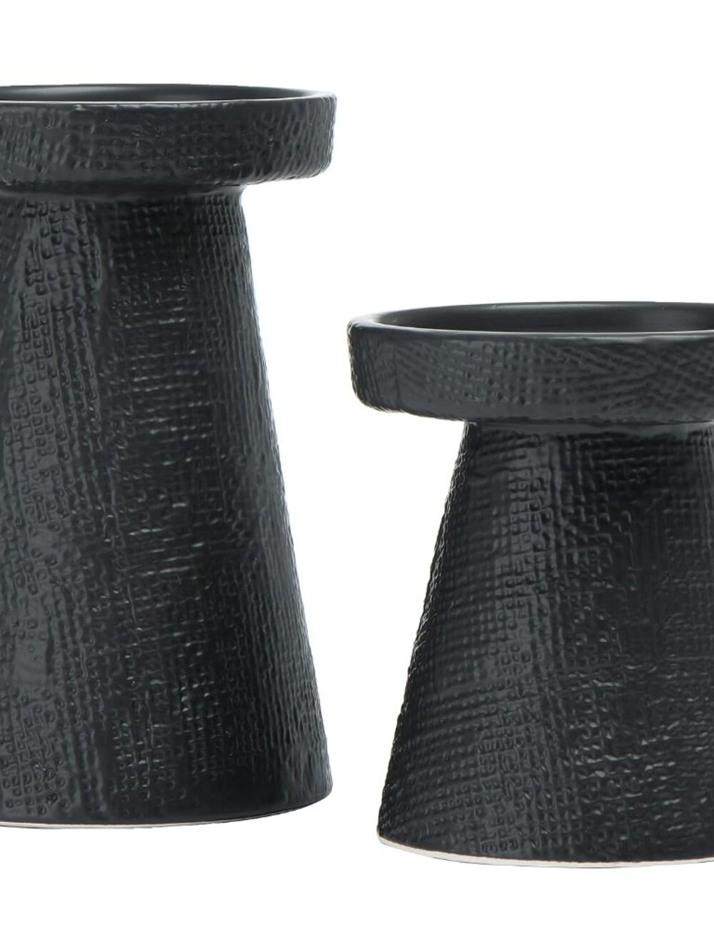 Stoneware Pillar & Taper Candle Holders, Set of 2